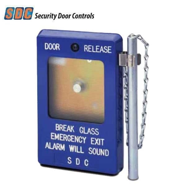 BREAK GLASS DOOR RELEASE DPDT 10A W/SIREN BLUE